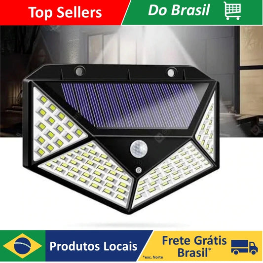 DAFUSHOP Luminária Solar Sensor De Presença 100 Leds Quintal Segurança iluminação externa