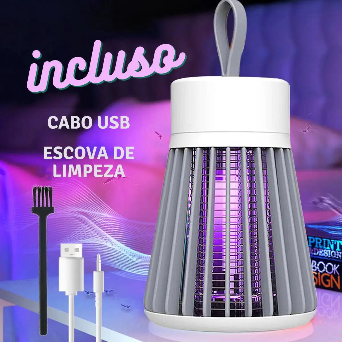 Armadilha repelente elétrica de luminária LED com luz UV mata pedaços de mosquito