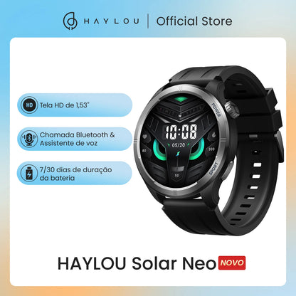 HAYLOU Solar Neo Smart Watch 1,53'' HD Display Bluetooth Chamada 24H Monitoramento de Saúde Smartwatches Homens Mulheres Relógios Esportivos Inteligentes